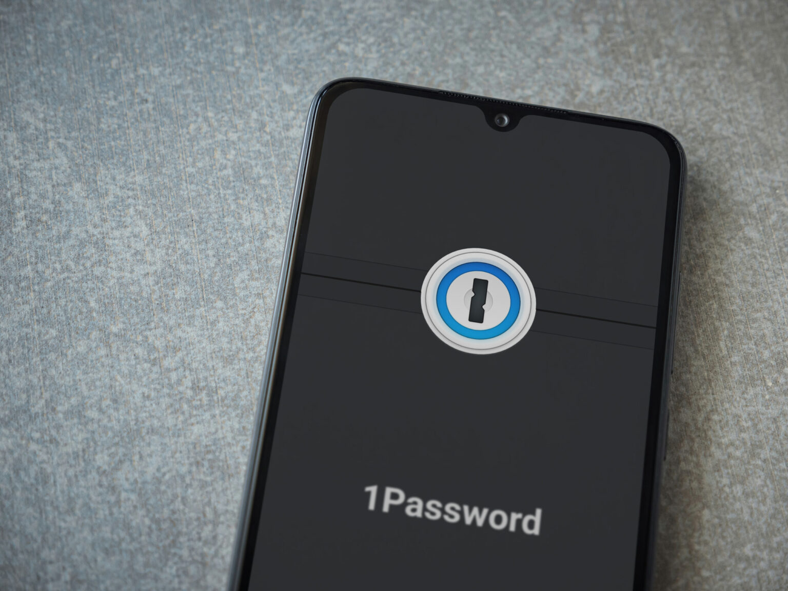 Smartphone displaying 1Password app logo