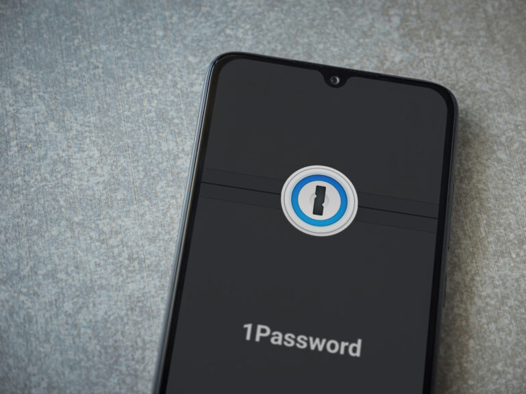 Smartphone displaying 1Password app logo