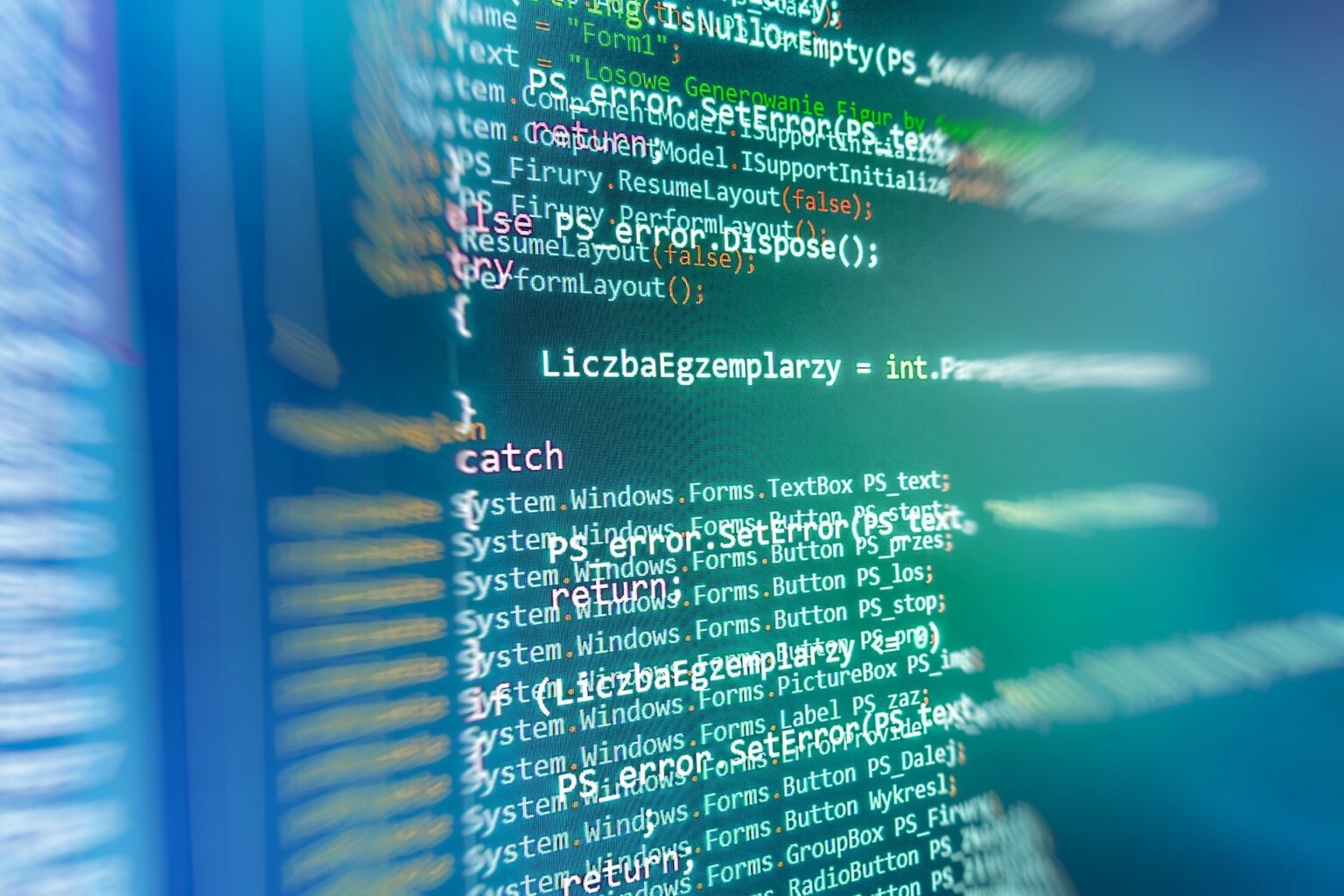 Close-up of computer code on monitor
