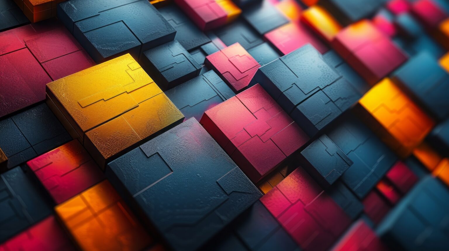 Abstract colourful 3D geometric blocks pattern